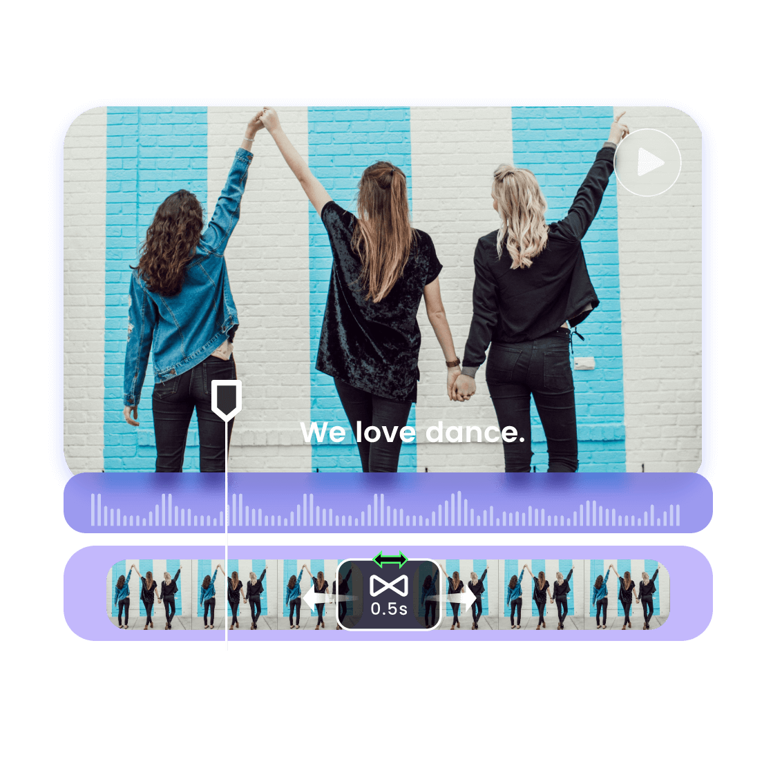 Add BGM transition and text to team dancing video for better effects