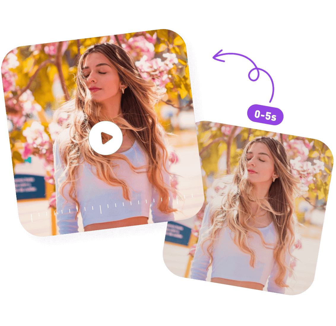 One click to enhance a video of a lady closing her eyes